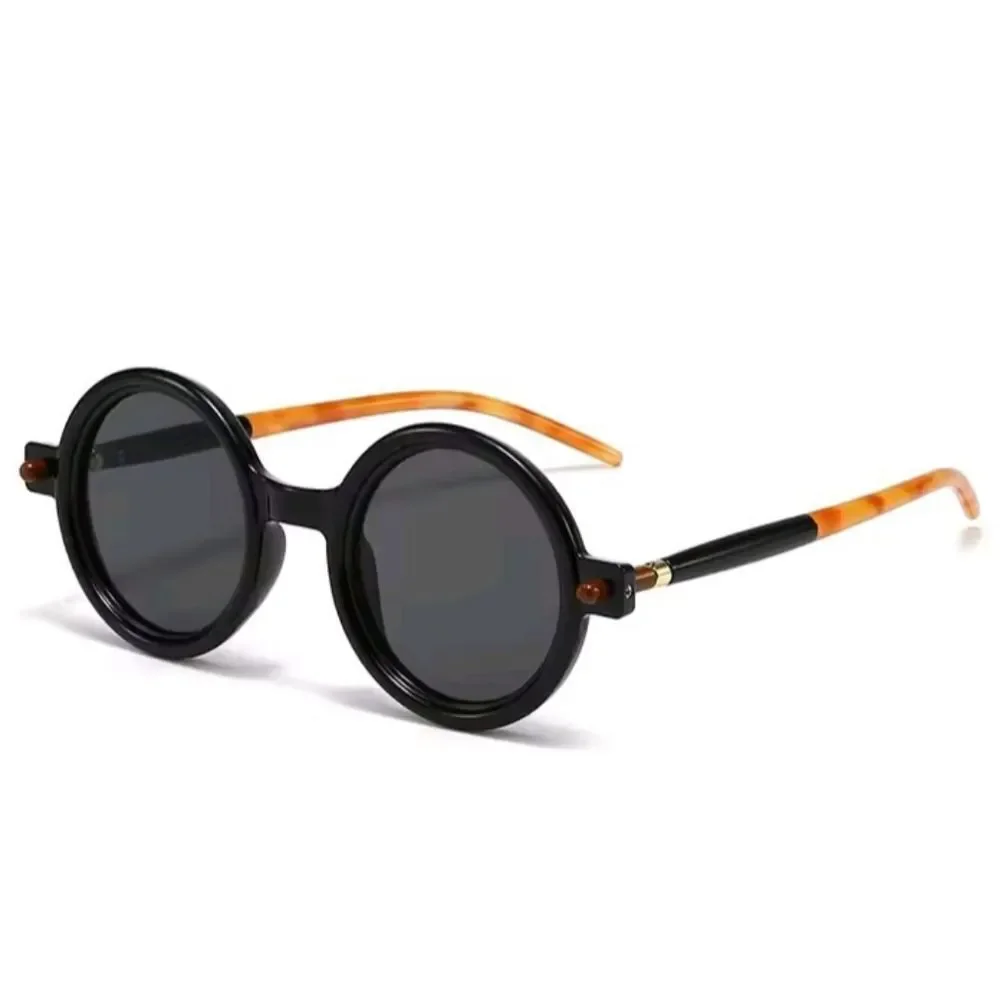Vintage Black Unisex Round Sunglasses